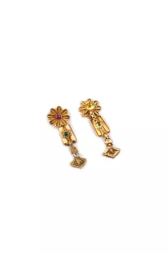 Gold plated diamond rajwadi necklace set