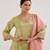 Lime embroidered tissue kurta set with dupatta