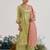 Lime embroidered tissue kurta set with dupatta
