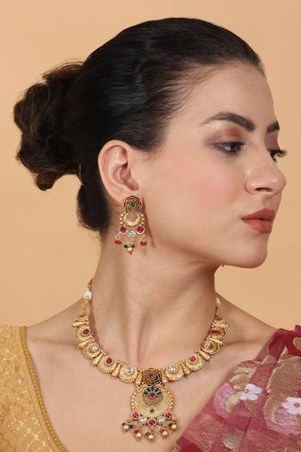 Unique rajwadi pushp necklace set
