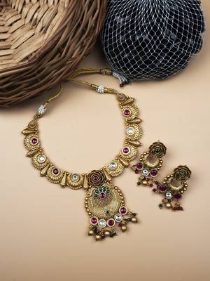 Unique rajwadi pushp necklace set 2