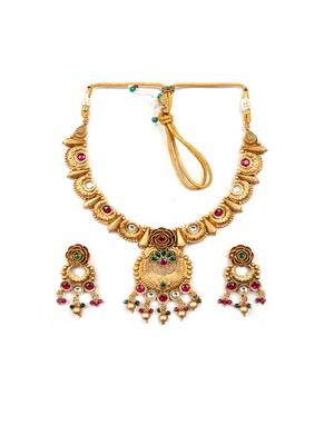 Unique rajwadi pushp necklace set 3
