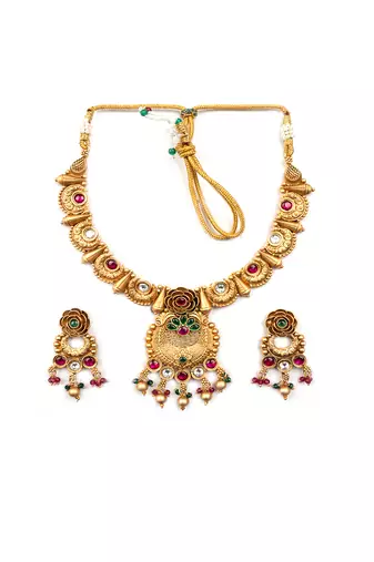 Unique rajwadi pushp necklace set