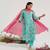 Aqua blue printed jacquard kurta set with dupatta