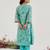 Aqua blue printed jacquard kurta set with dupatta