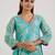 Aqua blue printed jacquard kurta set with dupatta