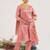 Red embroidered tissue kurta set with dupatta