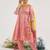 Red embroidered tissue kurta set with dupatta