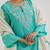 Aqua blue embroidered chanderi kurta set with dupatta