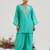Aqua blue embroidered chanderi kurta set with dupatta