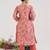 Blush pink printed jacquard kurta set with dupatta