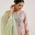 Pink embroidered tissue kurta set with dupatta