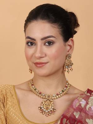 Elegant kempu rajwadi drop style necklace set 1
