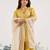 Mustard embroidered tissue kurta set with dupatta