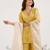 Mustard embroidered tissue kurta set with dupatta