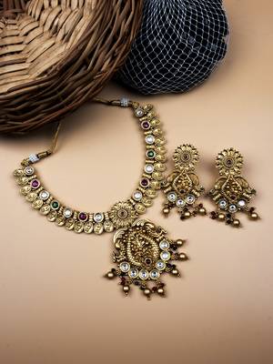 Elegant kempu rajwadi drop style necklace set 2