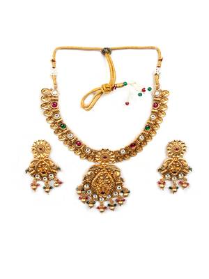 Elegant kempu rajwadi drop style necklace set 3