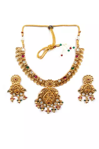 Elegant kempu rajwadi drop style necklace set