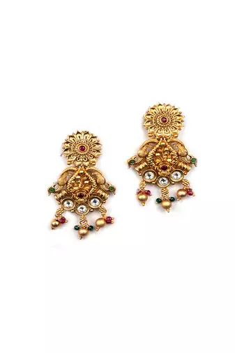 Elegant kempu rajwadi drop style necklace set
