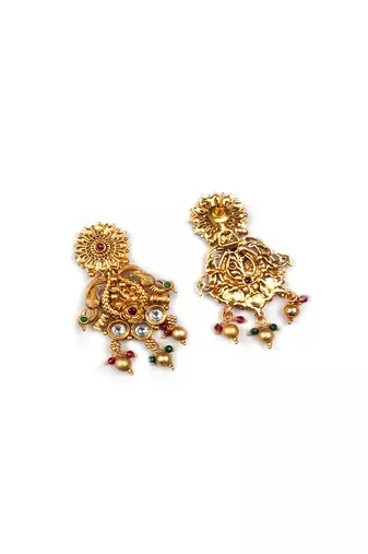 Elegant kempu rajwadi drop style necklace set
