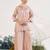 Pink embroidered tissue kurta set with dupatta
