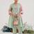 Mint green embroidered tissue kurta set with dupatta