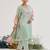 Mint green embroidered tissue kurta set with dupatta