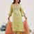 Lime embroidered tissue kurta set with dupatta