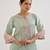 Mint green embroidered tissue kurta set with dupatta