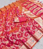Pink soft Art silk saree with zari weaving meenakari design