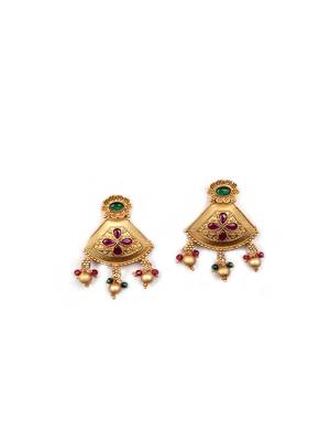 Captivating gold plated rajwadi pendant necklace set 4