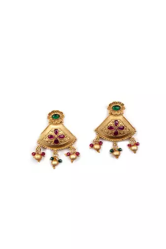 Captivating gold plated rajwadi pendant necklace set