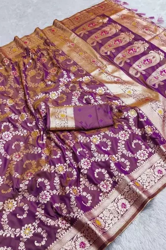 Lavender soft Art silk saree with zari weaving meenakari design