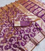 Lavender soft Art silk saree with zari weaving meenakari design