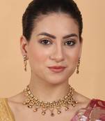 Luxurious gold plated rajwadi necklace set