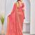 Peach color zari embroidery fendy silk party wear saree with embroidered blouse