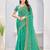 Teal Green color zari embroidery fendy silk party wear saree with embroidered blouse