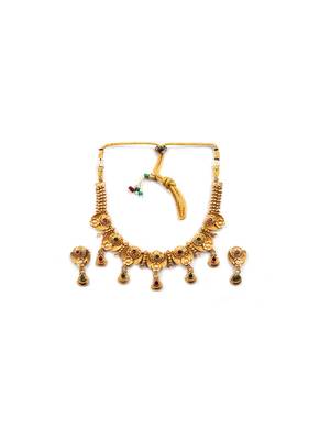 Gold plated kempu hydra rajwadi necklace set 3