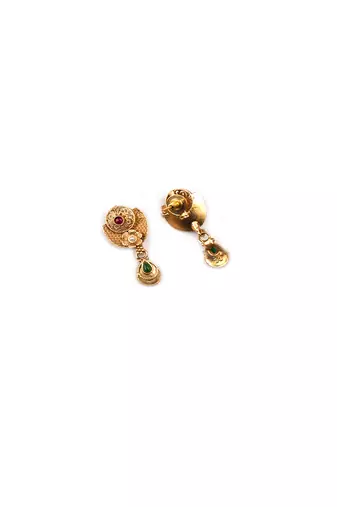 Gold plated kempu hydra rajwadi necklace set