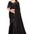 Black color hand work zircon border satin chiffon silk saree with blouse
