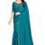 Sky blue color hand work zircon border satin chiffon silk saree with blouse