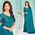 Sky blue color hand work zircon border satin chiffon silk saree with blouse