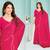 Pink color hand work zircon border satin chiffon silk saree with blouse