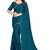 Blue color hand work zircon border satin chiffon silk saree with blouse