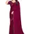 Wine color hand work zircon border satin chiffon silk saree with blouse