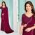 Wine color hand work zircon border satin chiffon silk saree with blouse