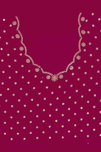 Wine color hand work zircon border satin chiffon silk blend saree with blouse