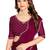 Wine color hand work zircon border satin chiffon silk saree with blouse