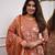 Orange Women Floral Printed Cotton Kurta with Trousers & Dupatta