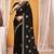 Black color zari embroidered fendy silk two tone saree with blouse